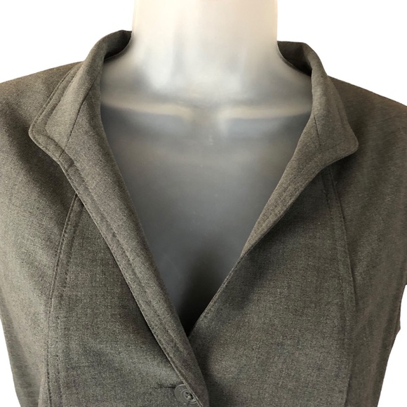 DRESS - Women's Calvin Klein Light Gray Button Front Cap Sleeve Belted Dress. 8 - Picture 8 of 15